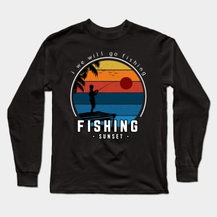 fishing sunset vintage Long Sleeve T-Shirt